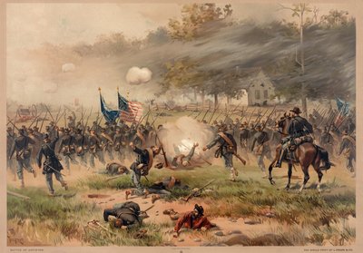 Slaget vid Antietam, pub. L Prang & Co. av Thure de Thulstrup