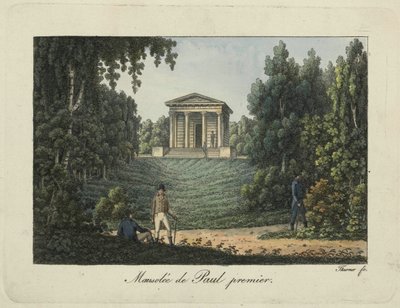Paul I-templet eller Paul I:s mausoleum i Pavlovsk-parken, 1810-talet. av Thurner