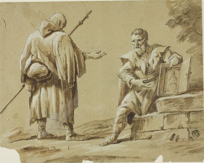 Två pilgrimer med bärbar helgedom av Tiberius Dominikus Wocher