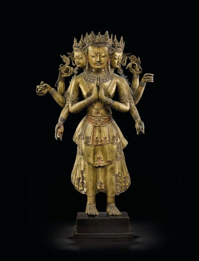 Ekadashalokeshvara statue av Tibetan School