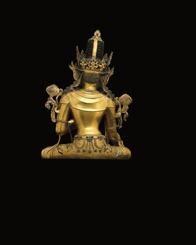 Imperialistisk figur av Avalokiteshvara (se även 474250 till 474254) (förgylld brons) av Tibetan School