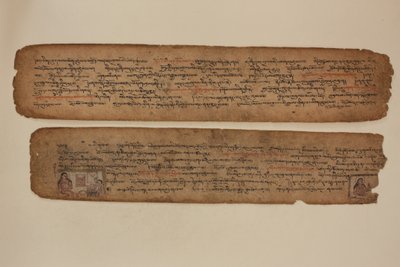 Milarepa bygger torn åt Marpa, ca 1400-99 (illuminerad handskrift) av Tibetan School