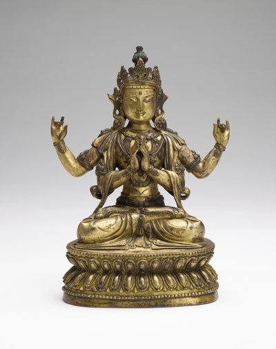 Sukhavati Avalokiteshvara, sent 1600-tal-tidigt 1700-tal (förgylld kopparlegering) av Tibetan School