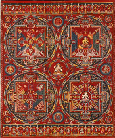 Sakya beställning. Fyra mandalas av Vajravali-serien Thangka av Tibetan culture
