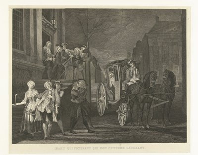 De som kunde gå lämnade till fots, de som inte längre kunde föll Ibant qui poterant qui non potuere cadebant (titel på objekt) Nelri till Cornelis Troost (serietitel) av Tieleman Cato Bruining