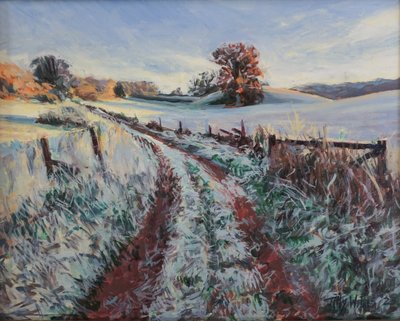 Frozen Morning, 2024 (olja på pannå) av Tilly Willis
