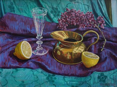 Lemon and Lilac 2020 (olja på duk) av Tilly Willis