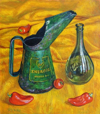 Oljeburk med röd paprika,2017,olja av Tilly Willis