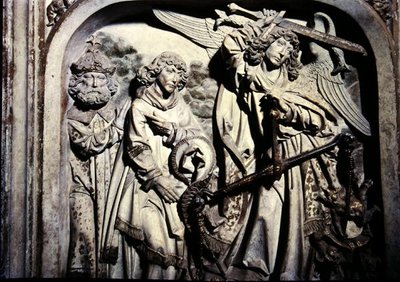 Grav av Henri II (973-1024) och hans hustru Kunigunde, detalj av vägningen av Henri II:s hjärta i närvaro av St. Laurence av Tilman Riemenschneider