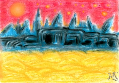 Solnedgång i Alien City av Tim Hoinkis