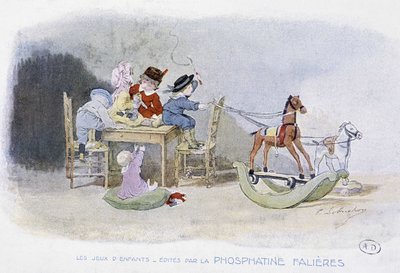 Barnspel: gunghästar - dess. de Lobrichon, red. av Phosphatine Falières, v.1920 av Timoleon Marie Lobrichon