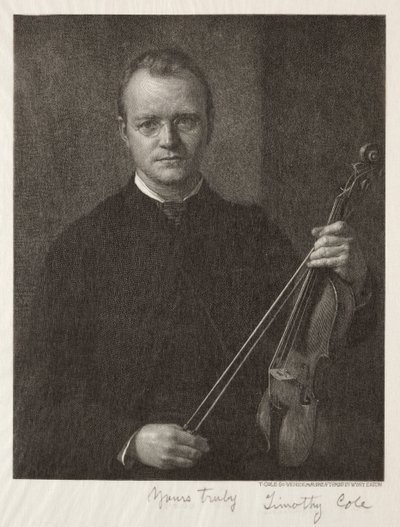 Gamla italienska mästare: Porträtt av Timothy Cole Man med fiol, 1892. av Timothy Cole