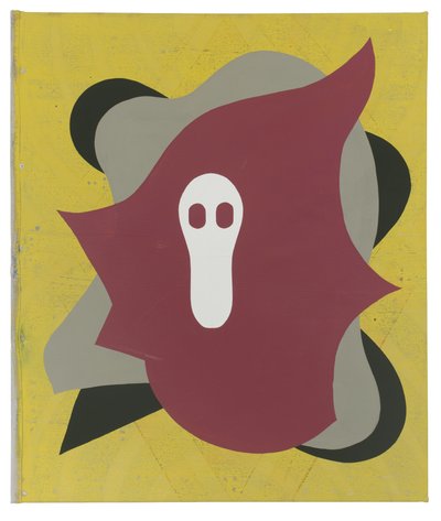 Swamp Thrush (för C.B.), 2023 (latex, collage och sprayfärg på duk) av Timothy Gierschick II