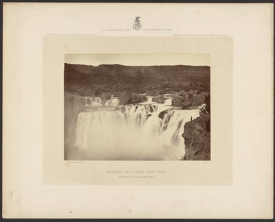 Shoshone Falls, Snake River, Idaho, Full sidovy på övre plan av Timothy H. OSullivan