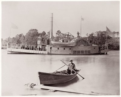 U.S. Gunboat, 1861-65 (albumin silvertryck från glasnegativ) av Timothy H. OSullivan
