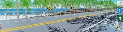 På vägen, Highway 11, Taitung, Taiwan, 2011, olja på duk av Timothy Nathan Joel