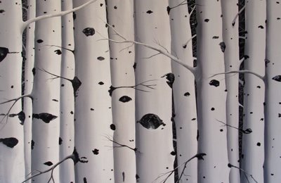 Birch Trees, 2017 (akryl på duk) av Tina Palmer