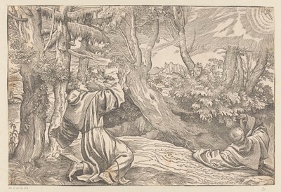 Saint Francis får stigmata av Titiaan