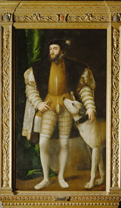 Kaiser Karl V. und Hund von Titian (c.1488-1576)