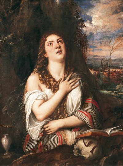 La Maddalena, av Titian (ca 1490-1576), olja på duk av Titian (c.1488 1576)