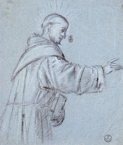 Munk av Tizian (cirka 1490-1576), teckning av Titian (c.1488 1576)