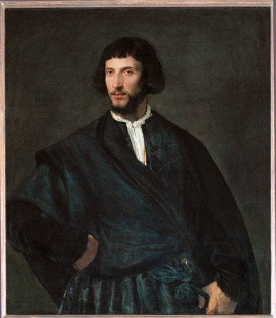 Porträtt av en man... av Titian (c.1488-1576)