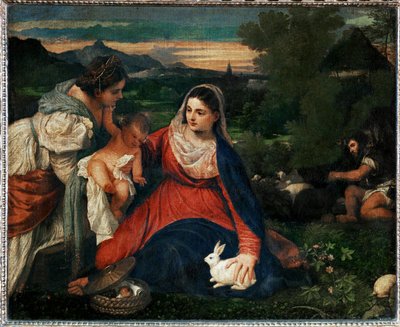 Die Jungfrau mit einem Kaninchen von Titian (c.1488-1576)