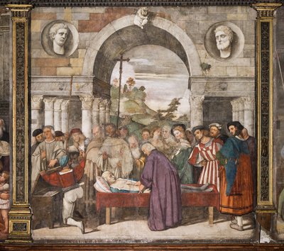 Hjärtat av snålen i kistan, den norra väggen, School of the Saint, Basilica of St Anthony (basilica of the Saint), Padua, Italien av Titian (c.1488 1576)