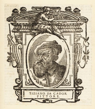 Porträtt av Tizian, italiensk målare under renässansen, född i Pieve di Cadore, cirka 1488-1576 av Titian (c.1488 1576) (after)