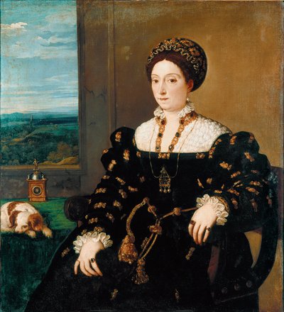 Porträtt av Eleonora Gonzaga (Gonzaga), hertiginnan av Urbino Målning av Tiziano Vecellio kallad Tizian (ca 1490-1576) av Tiziano Vecelli