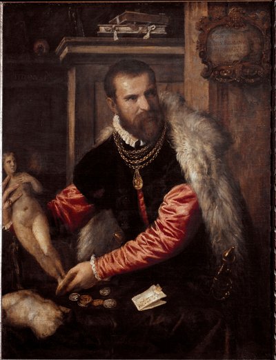 Porträtt av antikvitetshandlaren och samlaren Jacopo Strada (Målning av Tiziano Vecelli