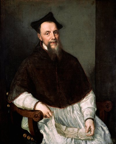 Porträtt av prelaten Ludovico Beccadelli (han deltog i konciliet i Trent) Målning av Tiziano Vecellio kallad Tizianen (ca 1490-1576) av Titian (c.1488 1576)