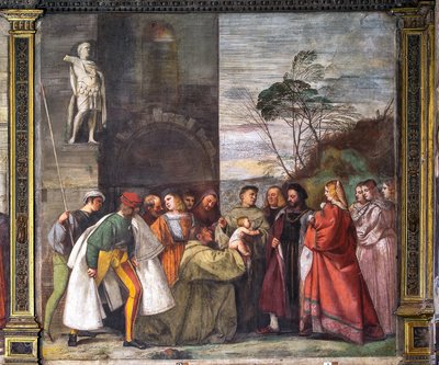 The Baby proklamerar moderns oskuld, den norra muren, School of the Saint, detalj 2195188 av Titian (c.1488 1576)