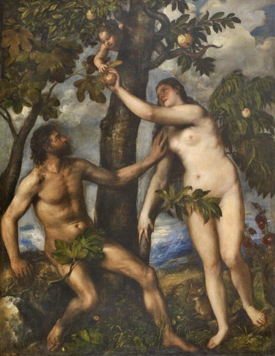 Adam och Eva, ca 1550 av Tiziano Vecelli