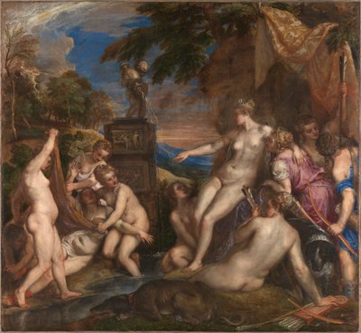 Diana och Callisto, 1556-1559. av Titian