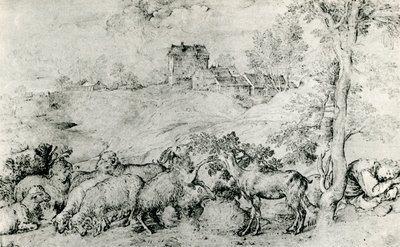 Landskap med fårflock, c1520, 1937 av Tiziano Vecelli