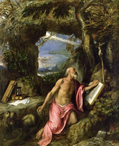 Ångerfulla Saint Hieronymus, ca. 1575. av Titian