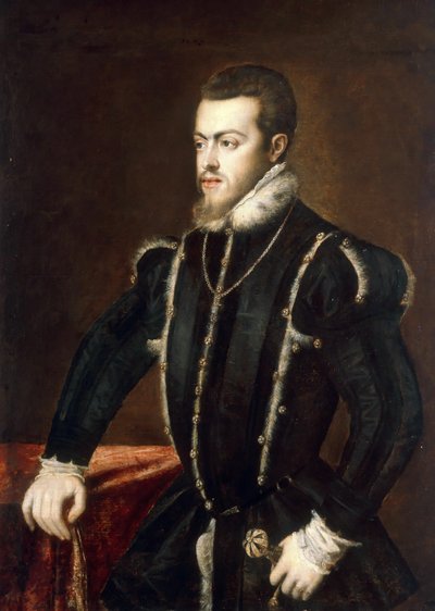Porträtt av Filip II 1527-1598, kung av Spanien och Portugal, ca 1553. av Titian