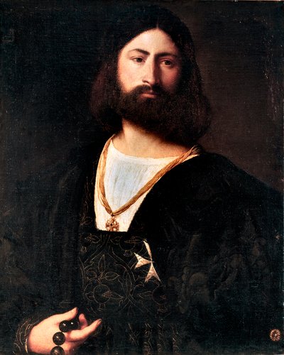Porträtt av en riddare av Malta Målning av Tiziano Vecellio kallad Tizian av Tiziano Vecelli