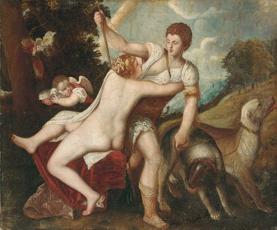 Venus och Adonis av Tiziano Vecelli