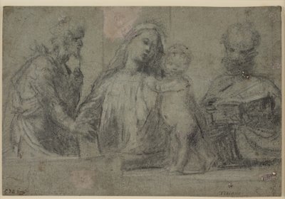 Halvlånga figurer av en Madonna och ett barn flankerade av Johannes Döparen och Peter av Tizian