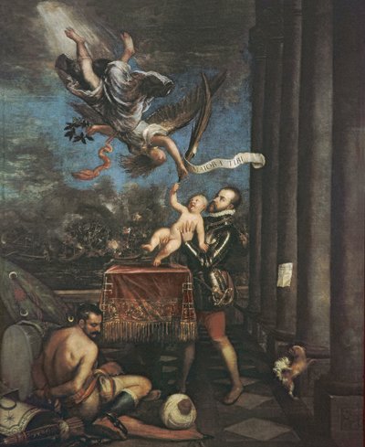 Allegori över slaget vid Lepanto, 1573-1575 av Tiziano Vecelli