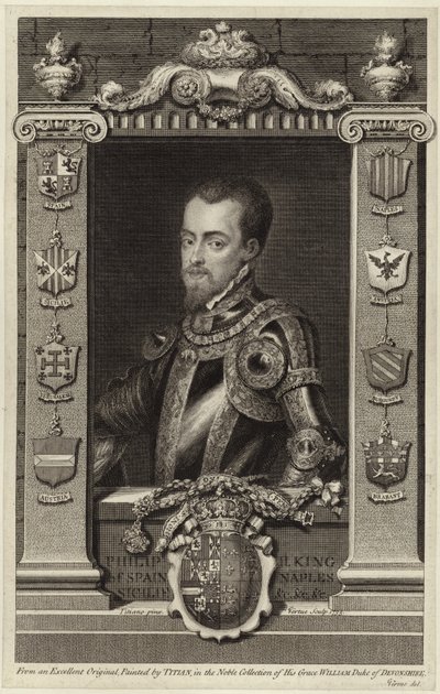 Porträtt av kung Filip II av Spanien av Tiziano Vecelli