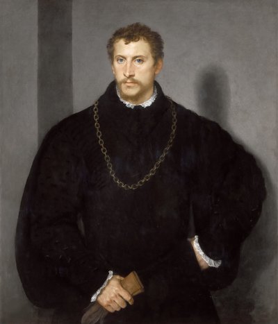 Porträtt av en ung engelsman Porträtt av en ung man med grå ögon, 1540-1545. av Tiziano Vecelli