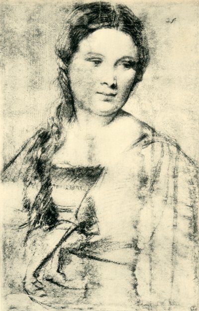 Porträtt av en ung kvinna, c1515, 1943. av Tiziano Vecelli