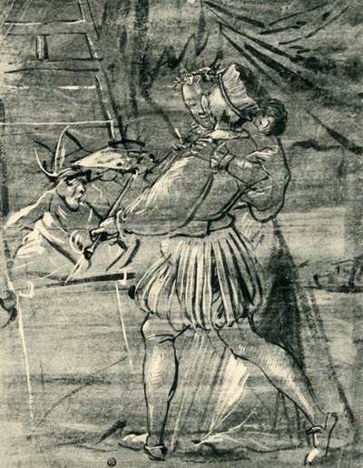 Konstnär med ung kvinna framför ett staffli, 1580, 1943. av Tobias Stimmer