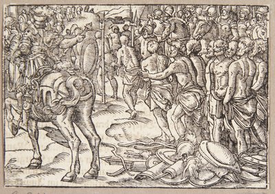 Cincinnatus beordrar Aequians att passera under oket av Tobias Stimmer