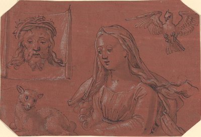 Studier av Sudarium och Saint Agnes av Tobias Stimmer