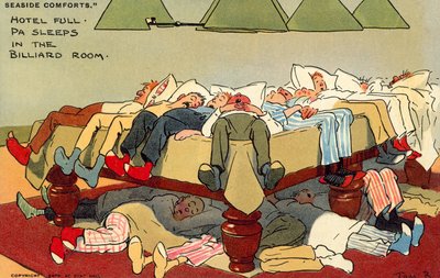Hotel Full, Pa sover i biljardrummet (chromolitho) av Tom Browne