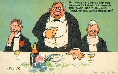 Skålar för klubben (färg litho) av Tom Browne